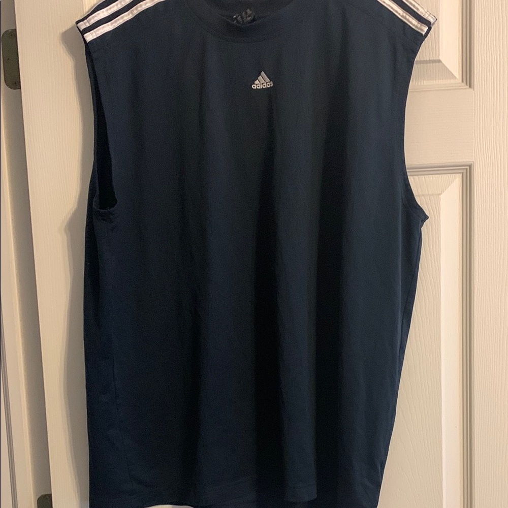 Adidas Dark Blue Sleeveless Shirt with White Accents